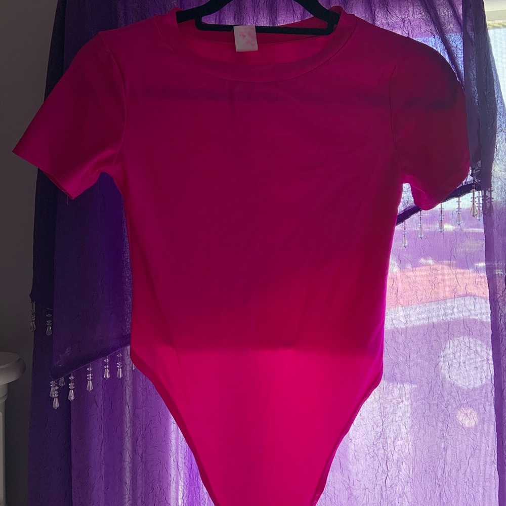 Neon Pink Nylon Crop Top